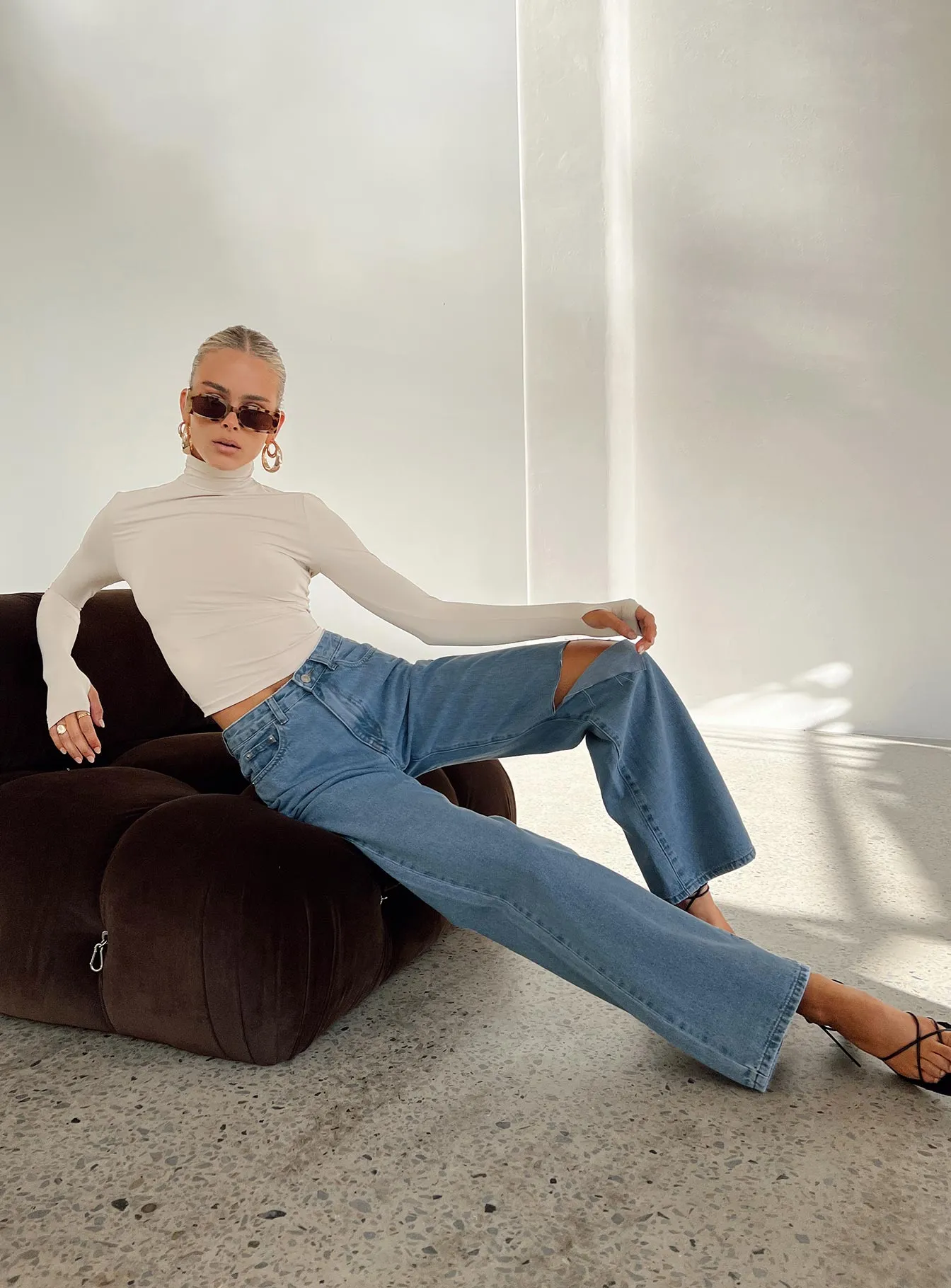 Elysium Long Sleeve Turtleneck Top Bone
