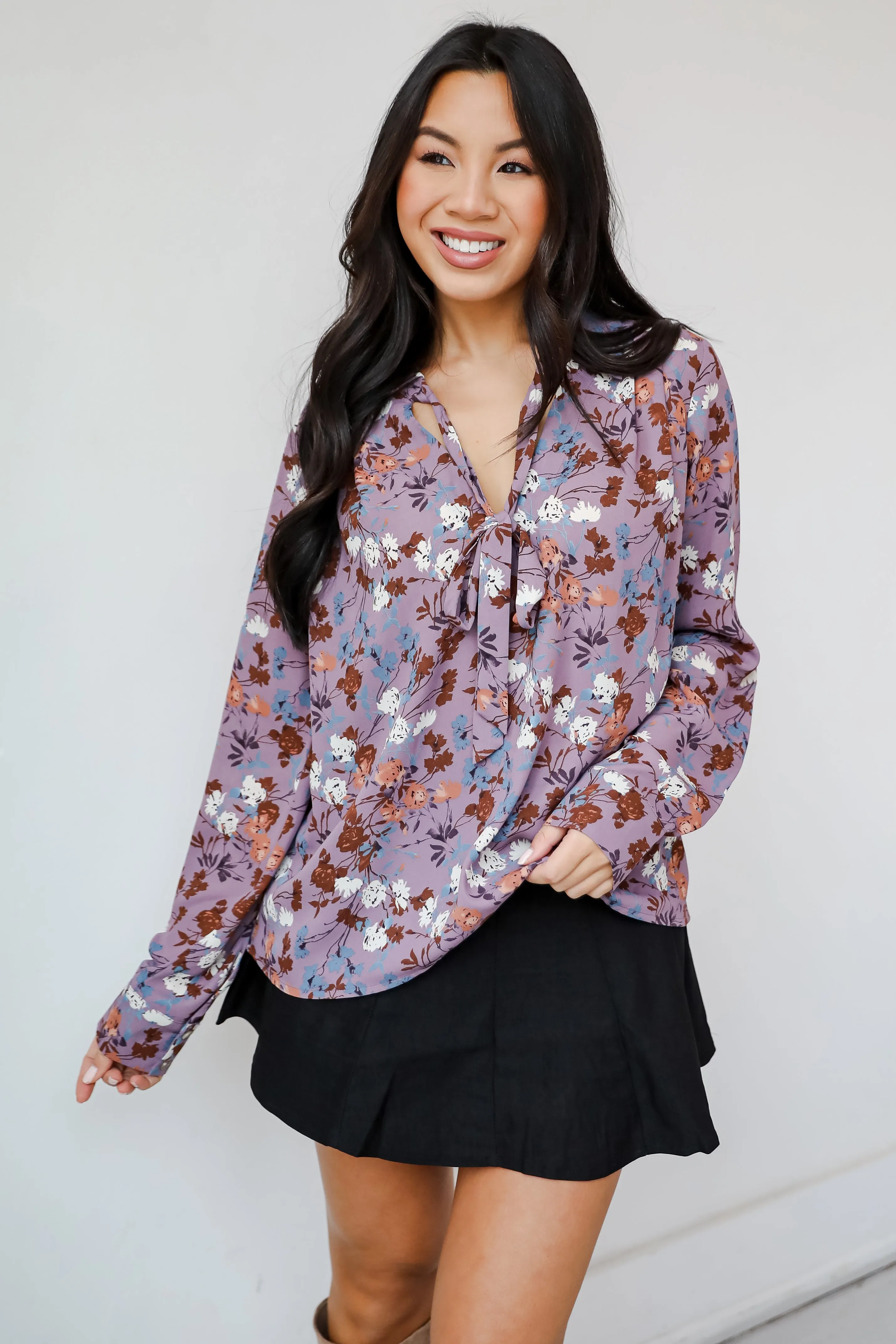 FINAL SALE - Certainly Flawless Purple Floral Blouse