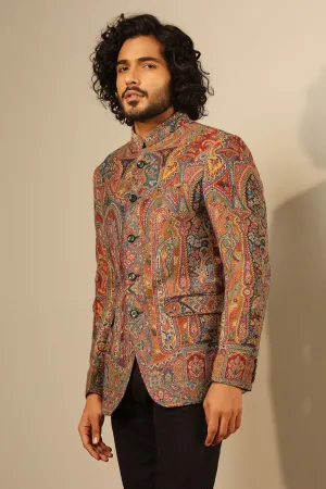 Stunning Multicolor Fine Wool Silk Full Jacket for Men | Made To Order