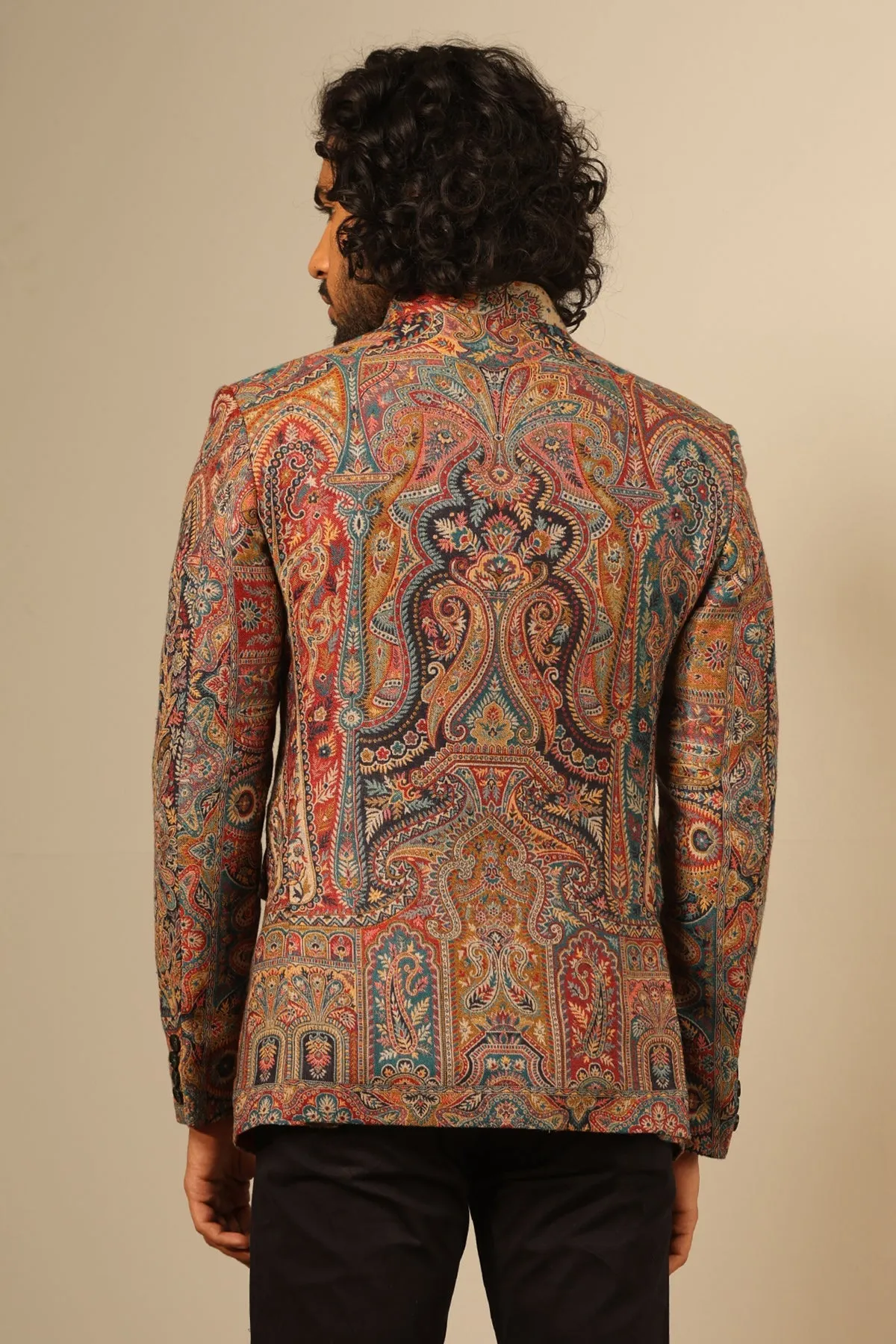Stunning Multicolor Fine Wool Silk Full Jacket for Men | Made To Order